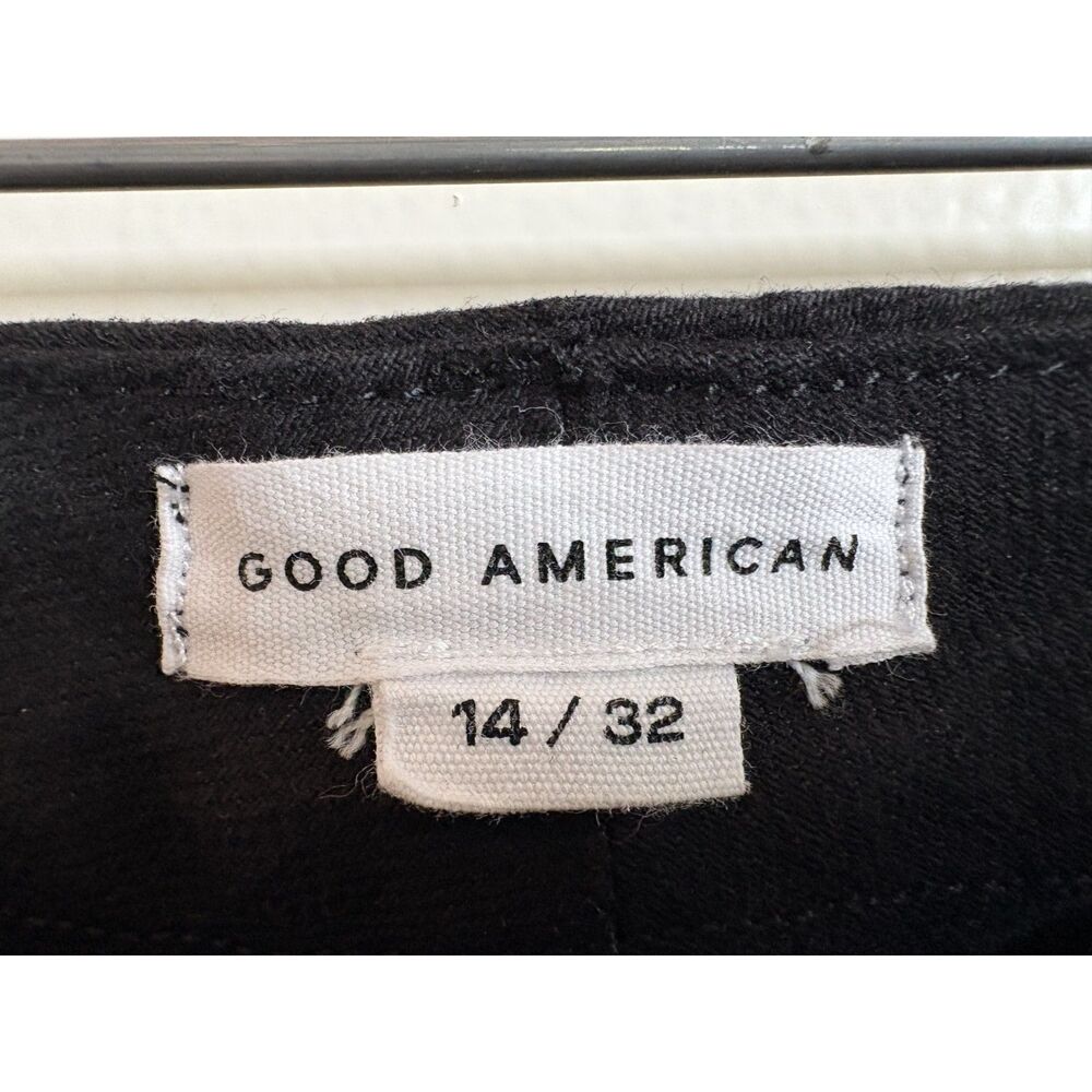 Good American Black Coated Jeans 14 Plus Wax Vegan Faux Leather Pants Denim Club - Picture 7 of 8